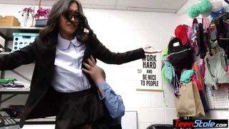Petite asian teen shoplifter has to fuck