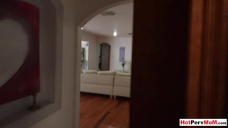 Stepson spying on masturbating MILF mom