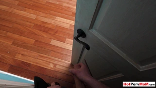 Stepson spying on masturbating MILF mom