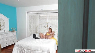 Stepson spying on masturbating MILF mom