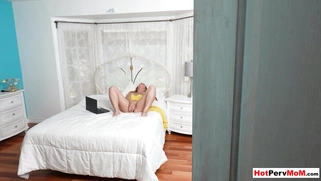 Stepson spying on masturbating MILF mom