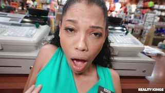 Sisi Rose and Eden West get banged in the store