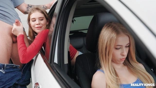 Little Angel is sucking Leo Gaffer's cock behind his GF's back