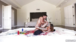 Brunette teen Melissa Moore gets trimmed pussy nailed