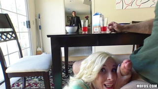 Blonde teen Piper Perri orally pleasures the cock