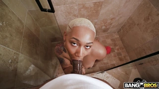 Thick Ass Daphne is sucking black monster cock in POV