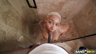 Thick Ass Daphne is sucking black monster cock in POV