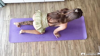 Gorgeous babe goes from yoga to cock riding