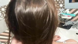 Cute babe in green lingerie gets penetrated hard