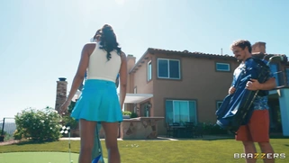 Luna Star is sucking Scott Nails' cock outdoors