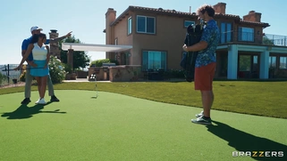 Luna Star is sucking Scott Nails' cock outdoors