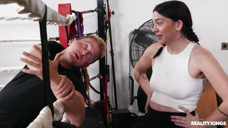 Latina Gem Jewels is sucking cock in the boxing ring