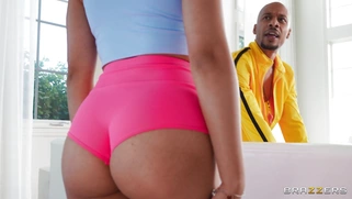 Angie Faith being doggystyled is licking Codi Vore's pussy