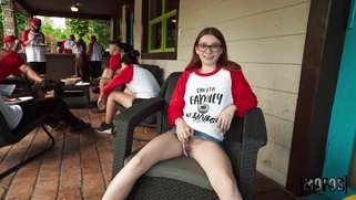 Jessica Marie in glasses is sucking big cock in POV