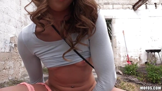 Small breasted Kirsten Lee rides cock in POV