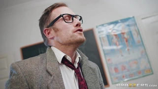 Roxxy Lea worshiping his big rod in a sensuous blowjob