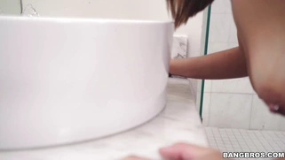 Mia Martinez lets him fuck her brains out in the bathroom