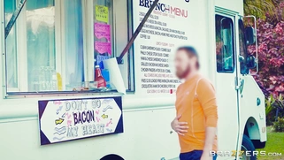 Alex Blake rides thick hard dong in her food truck