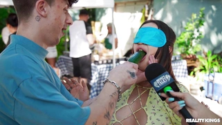 Anna Chambers is sucking Ethan Seeks' cock outdoors