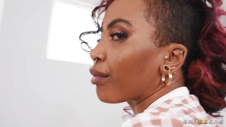 Ebony Demi Sutra is fucking big white boner with her ass