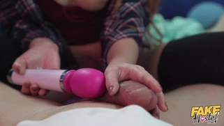 Katy Rose gives handjob to Steve Q