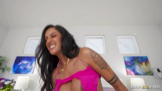 Zoey Sinn rides Casey Calvert's strap-on with her shaved pussy