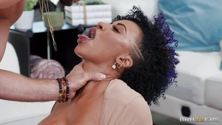 Ebony Demi Sutra is sucking white cock