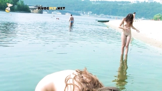 Adorable nudist girls caught by a voyeur