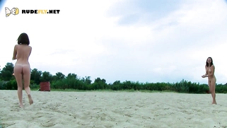 Nude beach lady with her friends