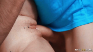 Samie Duchamp in black stockings and high heels fucked on the desk