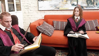 Hot wizard works her mouth on my wand