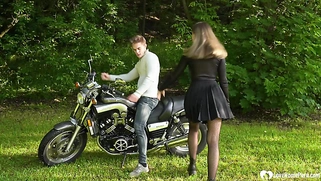 Brunette gets dicked on my new bike