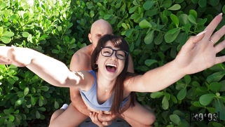 Mochi Mona gets facialed by Jmac outdoors