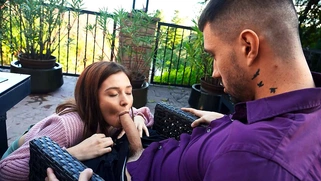 Alexis Wilson gives blowjob to Rauls Bud outdoors