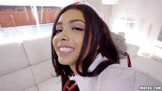 Ebony nurse Aaliyah Hadid gets injector inside her asshole