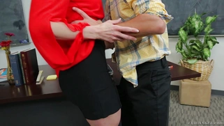 Kendra Lust gets her big boobs sucked by the nerdy student