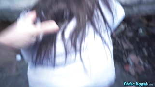 Betzz gets fucked by Martin Gun standing outdoors