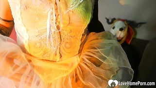 Redhead babe gets fucked by a cultist