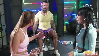 Alexis Crystal, Athenea Rose and Angelo Godshack have fun in the gym