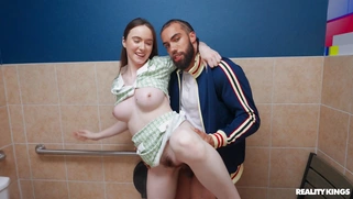 Hazel Moore gets fucked standing in the toilet