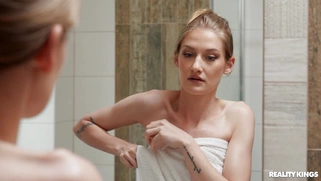 Amirah Adara is sucking the dildo