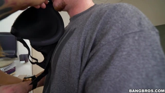 Dude likes touching and licking Brandy Talore's giant tits