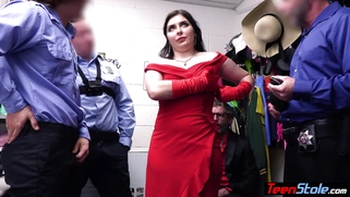 Teen escaping from casino on four dicks