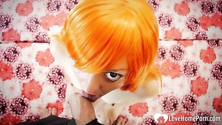 POV of hot cosplay girl sucking dick