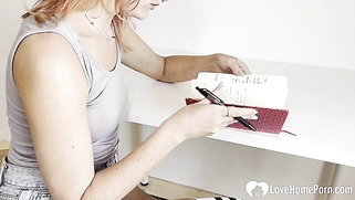 Blonde GF got tied up and gave BJ