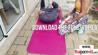 Thai MILF and GF doing workout on dildo