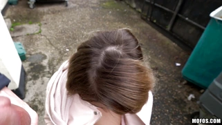 Czech Loreen Stegal gives blowjob outdoor