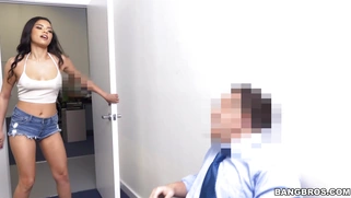 19yo Latina Maya Bijou on her knees sucking hard cock