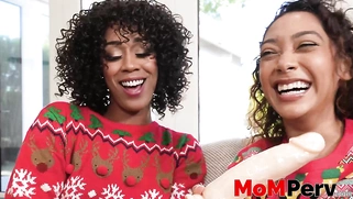 Stepmom Misty Stone and stepdaughter Sarah Lace fucked 3way