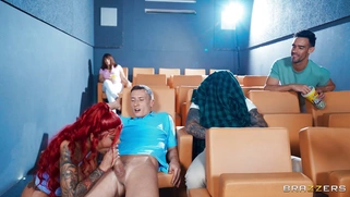 Redhead Niky Bimbodoll is sucking Charlie Dean's cock